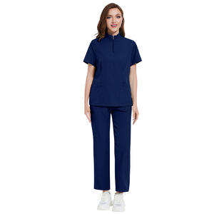 Conjuntos de Uniformes Médicos de Marca Privada para Enfermería de Verano Casual con Cuello Alto para <span class=keywords><strong>Hospital</strong></span> Quirúrgico y Salón de Belleza - Product Image 4