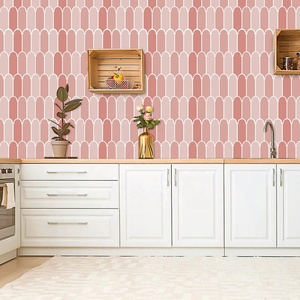 Revestimiento Autoadhesivo de Vinilo con Diseño de Plumas, 12 x 12 Pulgadas, Rosa y Verde (Juego de 10) - Product Image 3