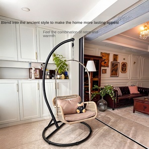 Feuille violette balcon Bella panier suspendu chaise balançoire cour intérieure et extérieure chaise en rotin matériau métallique - Product Image 3