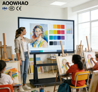 Pizarra Interactiva AOOWHAO Combo de 75 Pulgadas con Pantalla Táctil, Soporte Móvil y Lápiz para Aula y Oficina