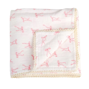 Custom 100% Cotton 4 Layers Muslin Swaddle <strong>Blanket</strong> with Lace Edge Baby <strong>Sleeping</strong> Bedding Cover - Product Image 1