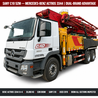 Camion pompe à béton diesel d'occasion Sany 52m Mercedes Benz Actros 3344 6x4 2019 SY5419THB 35000kg Exportation