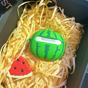 Funda de silicona 3D con diseño de sandía para Apple AirPods Pro 2 3 4, cubierta de auriculares con cadena y dijes de frutas, estilo INS, bonita caja. - Product Image 6