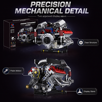 Superdeportivo con Motor V8 Eléctrico, Bloques de Construcción de Plástico Compatibles con MOC, Juguete Coleccionable con Operación por APP