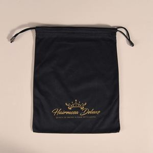 Sacs d'emballage pour cheveux en soie, sac de rangement pour perruque en satin avec cordon de serrage et logo pour le rangement des perruques, pochette en satin - Product Image 2