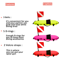 Flotteur gonflable de sécurité pour la pêche sous-marine avec drapeau de plongée et clips, ligne haute visibilité de 60 pieds