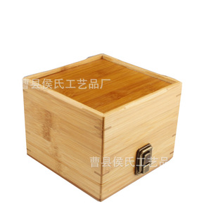 Bamboo <b>Storage</b> <b>Box</b> Square 10cm <b>Lockable</b> Gift Craft Wooden <b>Box</b> - Product Image 1