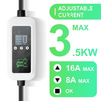 Chargeur EV portable E-mingze 3,5 kW 7 kW 16A Type 2 Prise Schuko Station de recharge pour véhicule électrique avec écran LCD pour les voyages
