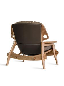 Sillón Retro de Madera Maciza con Reposabrazos de Cuero y Cojín Acolchado Grueso para Hogar, Oficina u Hotel - Product Image 3