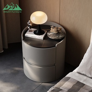 Comodino Moderno Rotondo Wayon con 2 Cassetti e Design Protettivo sul Bordo Superiore - Product Image 2