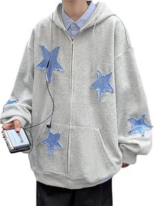 Sudadera <span class=keywords><strong>con</strong></span> <span class=keywords><strong>capucha</strong></span> y cremallera Y2k para <span class=keywords><strong>mujer</strong></span> <span class=keywords><strong>con</strong></span> patrón de estrellas manga larga Hip-hop Harajuku camisa deportiva <span class=keywords><strong>con</strong></span> <span class=keywords><strong>capucha</strong></span> - Product Image 3
