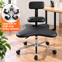 Chaise de bureau ergonomique à assise croisée avec dossier réglable en hauteur, siège large et pivotant sur roulettes