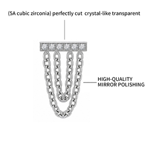 Pendiente Helix de titanio con cadena y barra curva, con circonita marquesa en el <span class=keywords><strong>centro</strong></span>, 16G, rosca interna, joyería corporal. - Product Image 3