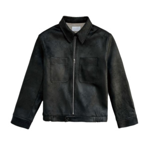 <span class=keywords><strong>Veste</strong></span> en cuir de vache véritable <span class=keywords><strong>pour</strong></span> <span class=keywords><strong>homme</strong></span> de qualité supérieure, style décontracté avec col montant et logo frontal, idéale <span class=keywords><strong>pour</strong></span> la moto en hiver - Product Image 6