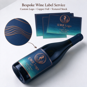 Étiquettes <span class=keywords><strong>de</strong></span> vin personnalisées en feuille <span class=keywords><strong>de</strong></span> cuivre gaufrée, dégradé bleu vague océanique, autocollantes pour bouteille <span class=keywords><strong>de</strong></span> vin <span class=keywords><strong>blanc</strong></span> <span class=keywords><strong>Chardonnay</strong></span> - Product Image 2