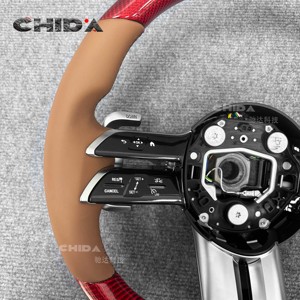 Volante Deportivo de Fibra de Carbono Roja Estilo Libélula, Compatible con <span class=keywords><strong>Mercedes</strong></span> <span class=keywords><strong>Benz</strong></span> W177 W176 W205 W211 W212 C207 W213 S213 G63 - Product Image 2