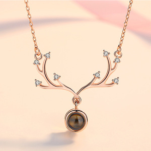 Collar <span class=keywords><strong>de</strong></span> Plata <span class=keywords><strong>de</strong></span> Ley 100% <span class=keywords><strong>con</strong></span> Colgante <span class=keywords><strong>de</strong></span> Corazón para el Día <span class=keywords><strong>de</strong></span> San Valentín, el Mejor Regalo para Enamorados, Venta al por Mayor, 100 Idiomas, Te Amo - Product Image 4