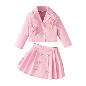 Completo Autunnale per Bambine, Giacca in Denim Stile Western Retrò di Alta Qualità con Pantaloni, Set Due Pezzi - Product Image 6