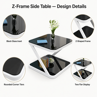 Table basse en verre trempé, design moderne et minimaliste, cadre en métal, design carré de luxe léger, petite table d'appoint pour le salon