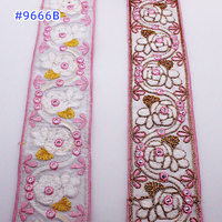 Ruban de broderie indien à coudre vintage Garniture en dentelle jacquard polyester à paillettes de luxe