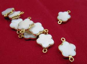 Juego de 2 Dijes de Plata de Ley Chapados en Oro con Conectores en Forma de Flor de Sodalita, Base de Latón, Estilo Clásico para Mujer - Product Image 3