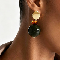 Boucles d'oreilles pendantes vintage colorées en résine pour femmes, géométriques, perlées, style statement, bijoux de mode, vente en gros