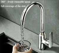 Robinet de cuisine et de salle de bain moderne de haute qualité pour hôtels et centres commerciaux, mitigeur chaud/froid rotatif en acier inoxydable finition chromée, à poser sur comptoir