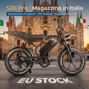 Vélo électrique QMHEEL S20 Pro Fat Bike pour distributeurs italiens avec porte-bagages arrière, pneus larges, stock disponible en UE, Italie, Pays-Bas. - Product Image 1