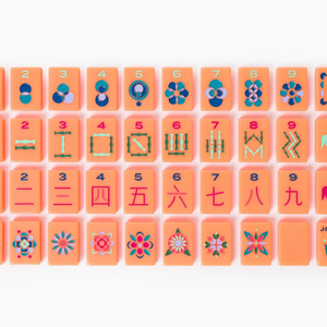 EN STOCK: Juego de fichas de Mahjong Americano Minimal Line Barney con temática naranja, de acrílico naranja personalizado, 160 fichas, portátil con patas plegables, listo para usar. - Product Image 6