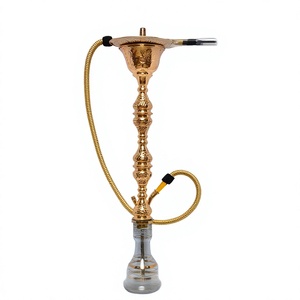 Auténtica Cachimba Egipcia Khalil Mamoon con Acabado Dorado, Núcleo de Latón Sólido, Manguera a Juego y Bandeja Ancha - Product Image 1