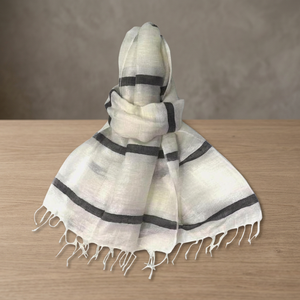 MAYURI CREATIONS Bufanda Larga de Verano para Mujer, 100% Lino Teñido, Rayas, Suave, Ligera, Estampado Clásico - Product Image 3