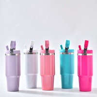 Gobelet isotherme de voyage 30oz mat pour sublimation, avec poignée et couvercles, bouteille d'eau avec poignée et paille, entrepôt USA