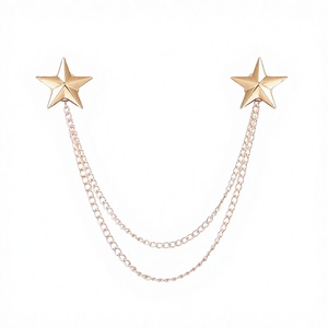 Bros Bintang Unisex Logam Rantai Rumbai Peniti Kerah Kemeja Gesper Kerah <span class=keywords><strong>Retro</strong></span> Pin Kerah Jas Aksesoris Perhiasan Kalung - Product Image 3