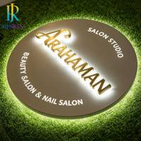 Lettres en relief 3D personnalisées en acier inoxydable avec éclairage LED, miroir doré, acrylique, étanches IP65, logo lumineux pour mur d'entreprise