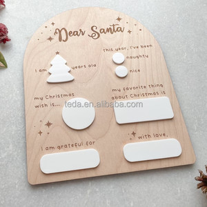 <span class=keywords><strong>Lettre</strong></span> réutilisable pour enfants personnalisée en usine au père noël, tableau blanc en bois pour enfants signe d'accessoires photo père noël - Product Image 5