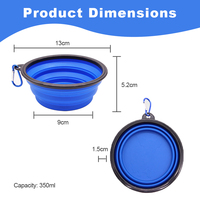 Bol pliable en silicone pour chien, portable, pliable, pour l'eau et la nourriture, avec mousqueton, pour le camping, la randonnée et les sorties en plein air