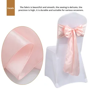 Penutup Kursi Hotel untuk Pesta Pernikahan, Hiasan Bunga, Pita, Satin Sash, Anti Debu, Dapat Dicuci dengan Tangan - Product Image 4