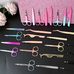 Pince à épiler et ciseaux pour extensions de cils, applicateur de cils et sourcils en acier inoxydable, kit d'outils cosmétiques pour faux cils - Product Image 4