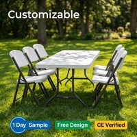 Mobilier de cantine scolaire, usine certifiée ISO, table et chaises pliantes robustes blanches pour la location d'événements