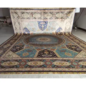 Anpassen 9x12 Pure Silk Carpet Handmade Henan Semi Hand Knotted Persian Design Russland Large Size Japan Kleiner Teppich für den Tourismus