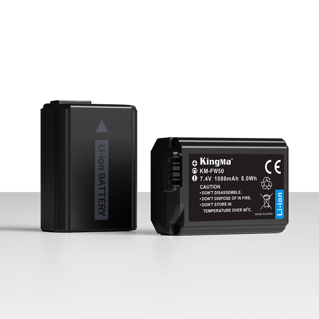 KingMa NP-FW50 1080mAh 7.4V Rechargeable Lithium Battery Pack for A6000 A7RII A5100 Cameras RoHS Certified 12-Month