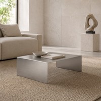 Table basse de luxe en métal brossé en forme de U, table centrale en acier inoxydable pour canapé, idéale pour maison moderne, hôtel, appartement, salon