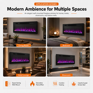 Insert de chauffage électrique <span class=keywords><strong>pour</strong></span> foyer LCD avec flamme <span class=keywords><strong>LED</strong></span> multicolore, en verre, cristal et métal, <span class=keywords><strong>pour</strong></span> usage domestique, fonctionnement en anglais - Product Image 6