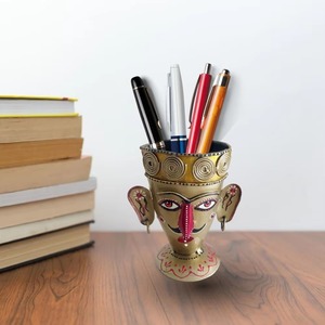 Portalápices Artístico de Hierro con Motivos Tradicionales Indios Pintados a Mano, Resistente al Óxido, Organizador para Oficina, Hogar, Regalos - Product Image 4