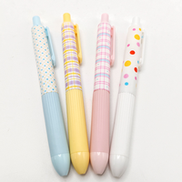 Ensemble de 4 stylos gel rétractables à motifs écossais et pois, couleurs pastel bonbon, pointe fine 0,5 mm, séchage rapide, écriture fluide, stylo à clic