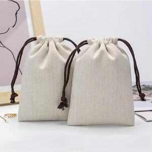 Minimalist Style Recyclable Herringbone Pattern Ornaments Bag Cotton Drawstring Bag Jewelry Party Wedding Bulk Gift Bag - Product Image 6