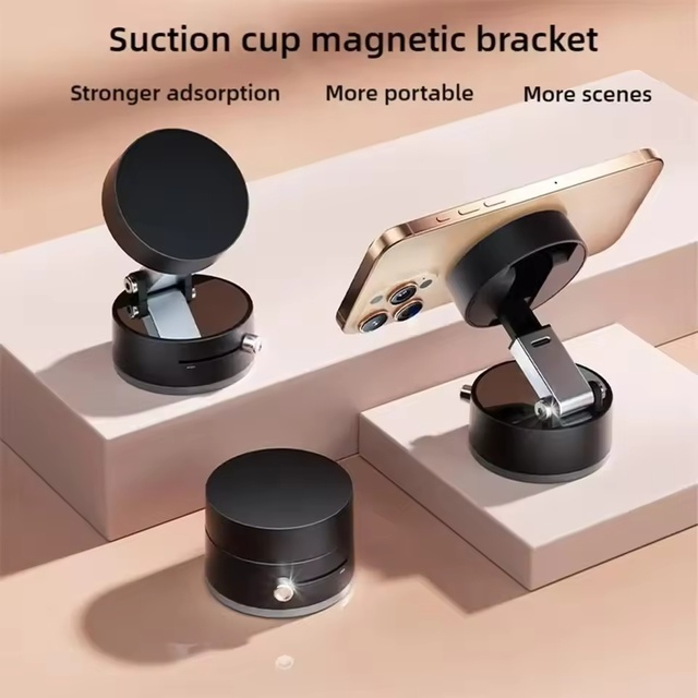 Vacuum Magnetic Suction Car Bracket 360 Degree Rotating Center Console Glue Free Mobile Phone Suction Cup Metal New Suction