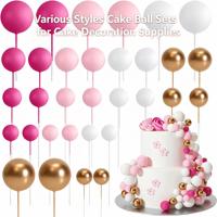 Boules de gâteau en plastique à succès pour la décoration de gâteaux d'anniversaire et de remise de diplôme, fausses boules dorées brillantes et scintillantes, fournitures de décoration