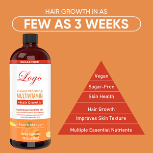 Suplemento para el Crecimiento del Cabello VitaHall, Fórmula Líquida Multivitamínica en Gotas para el Crecimiento del Cabello, Reduce las Arrugas - Product Image 6