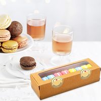 Cabilock Pack de 50 boîtes transparentes pour macarons avec emballage pour macarons, petites boîtes en papier kraft de qualité alimentaire personnalisables